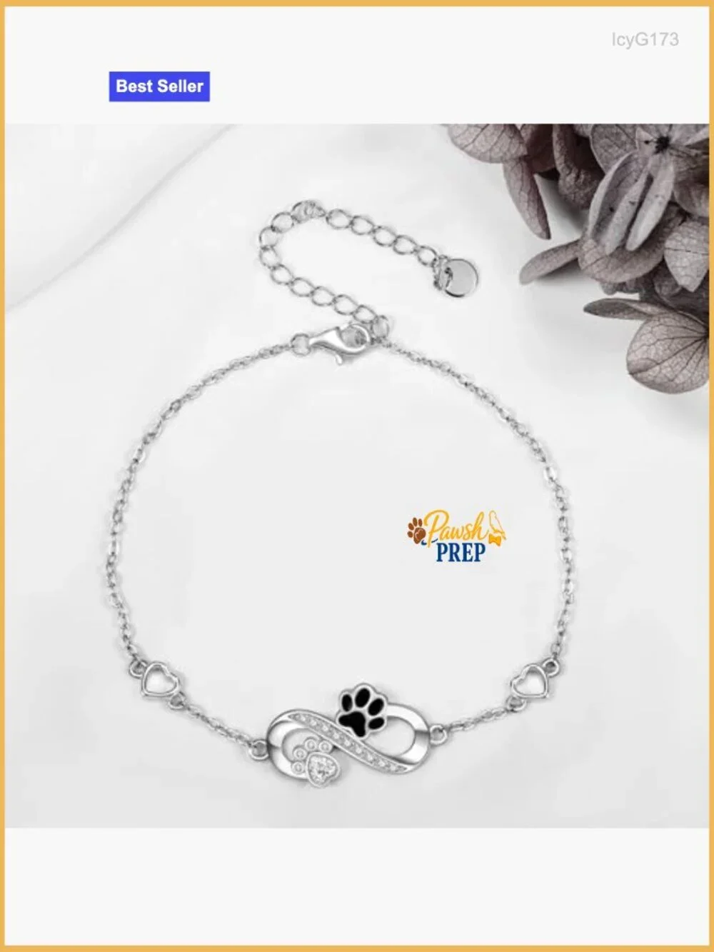 925 Sterling Silver Link Bracelet with Paw Print Charms Adjustable Chain